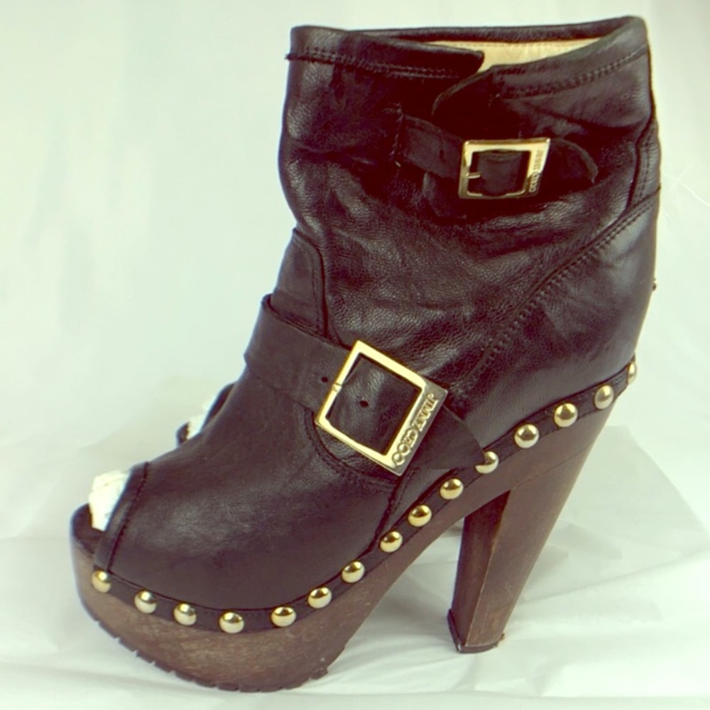 -JIMMY CHOO- Leather platform booties